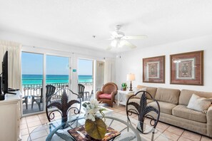 Condo, 1 King Bed with Sofa bed (Crystal Sands 206B) | Living area | TV - Crystal Sands 206b (Destin)