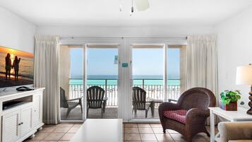 Condo, 1 King Bed with Sofa bed (Crystal Sands 206B) | Living area | TV