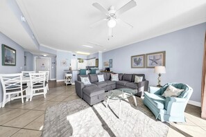 Condo, 1 King Bed with Sofa bed (Tidewater 2409 - Our Perch at the Pie) | Living area | TV - Tidewater 2409 - Our Perch at the Pier (Panama City Beach)