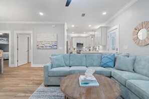 House, Multiple Beds (Barefoot Bungalow at Rookery) | Living area | TV - Barefoot Bungalow at Rookery (Gulf Shores)