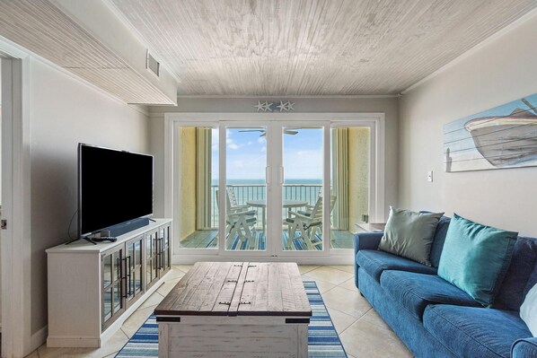Condo, Multiple Beds (Castaways 7B) | Living area | TV - Castaways 7B (Gulf Shores)