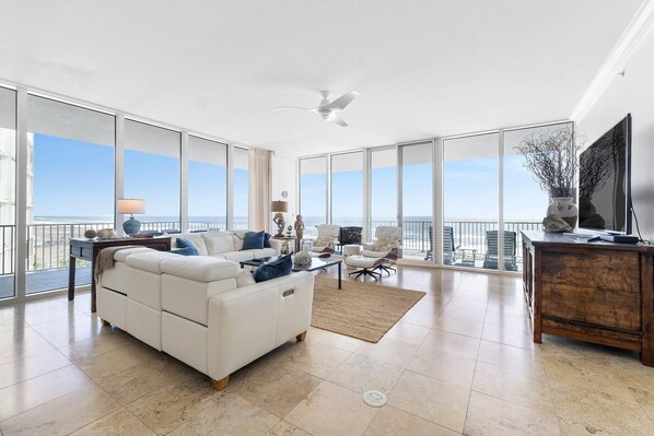 Condo, Multiple Beds (Mediterranean East 401) | Living area | TV - Mediterranean East 401 (Pensacola)