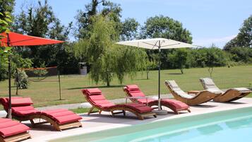 AuĂenpool (je nach Saison geöffnet), Sonnenschirme, LiegestĂŒhle