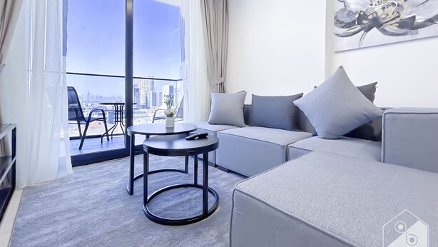 Apartment (1 Bedroom) | Living area - Stylish One-bedroom With Balcony in JVC (Dubai)