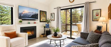 TV, fireplace, offices