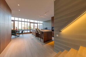 Luxury Apartment | Private kitchen | Full-size fridge, microwave, oven, dishwasher
