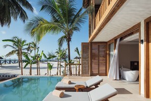 Executive Suite, 1 King Bed (Swim Up, Front Ocean View) | Terrace/patio - JAZ Elite Aurora (Michamvi)