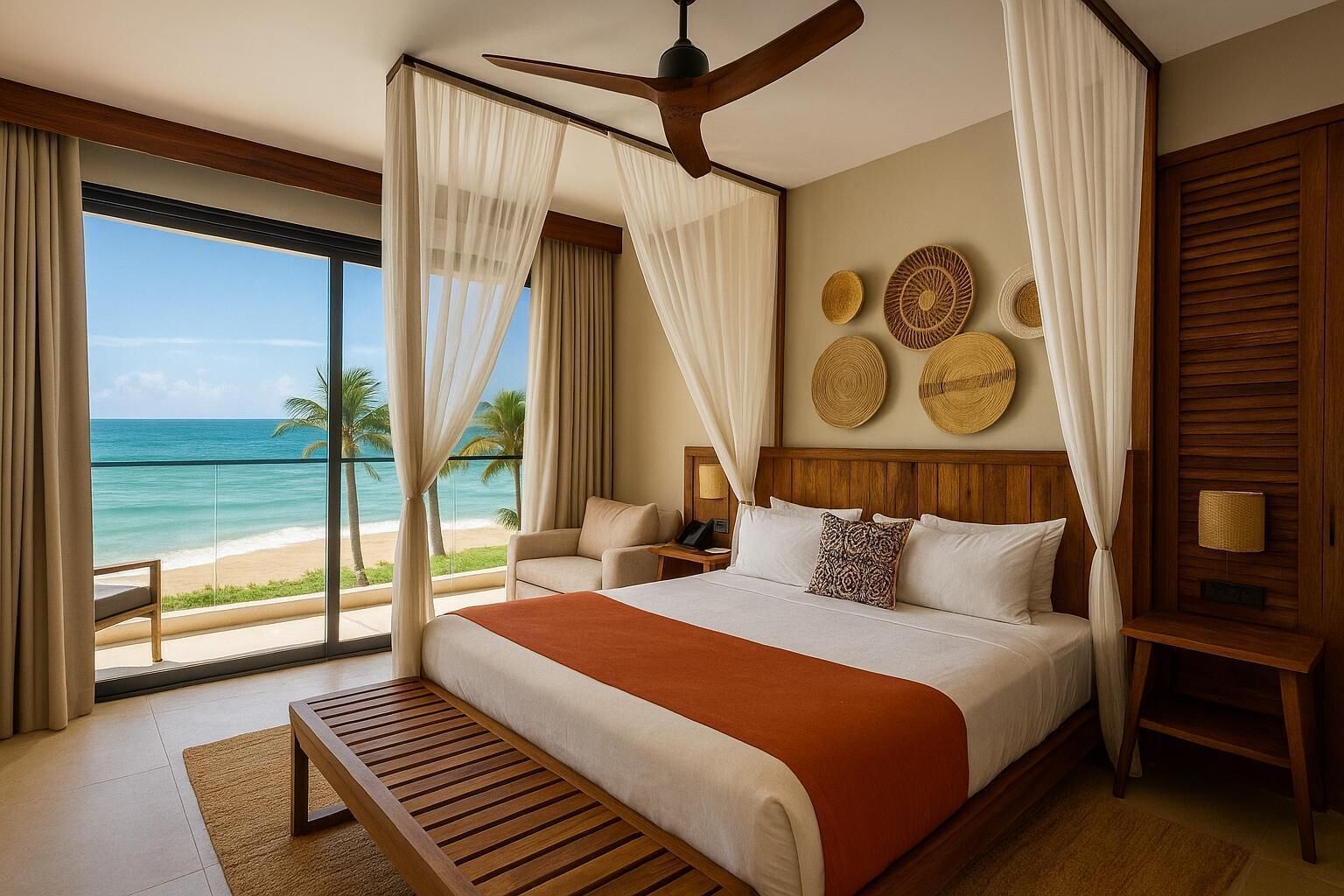 Deluxe Room (1 King or 2 Twin, Front Ocean View) | Desk, free WiFi, bed sheets