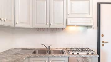 Kühlschrank, Herdplatte, Wasserkocher, Toaster