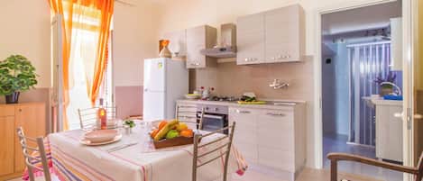 Fridge, oven, stovetop, cookware/dishes/utensils