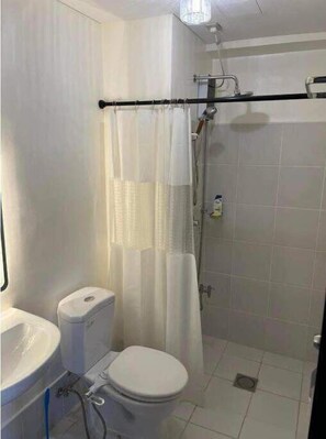 Ducha, secador de pelo, bidé y toallas