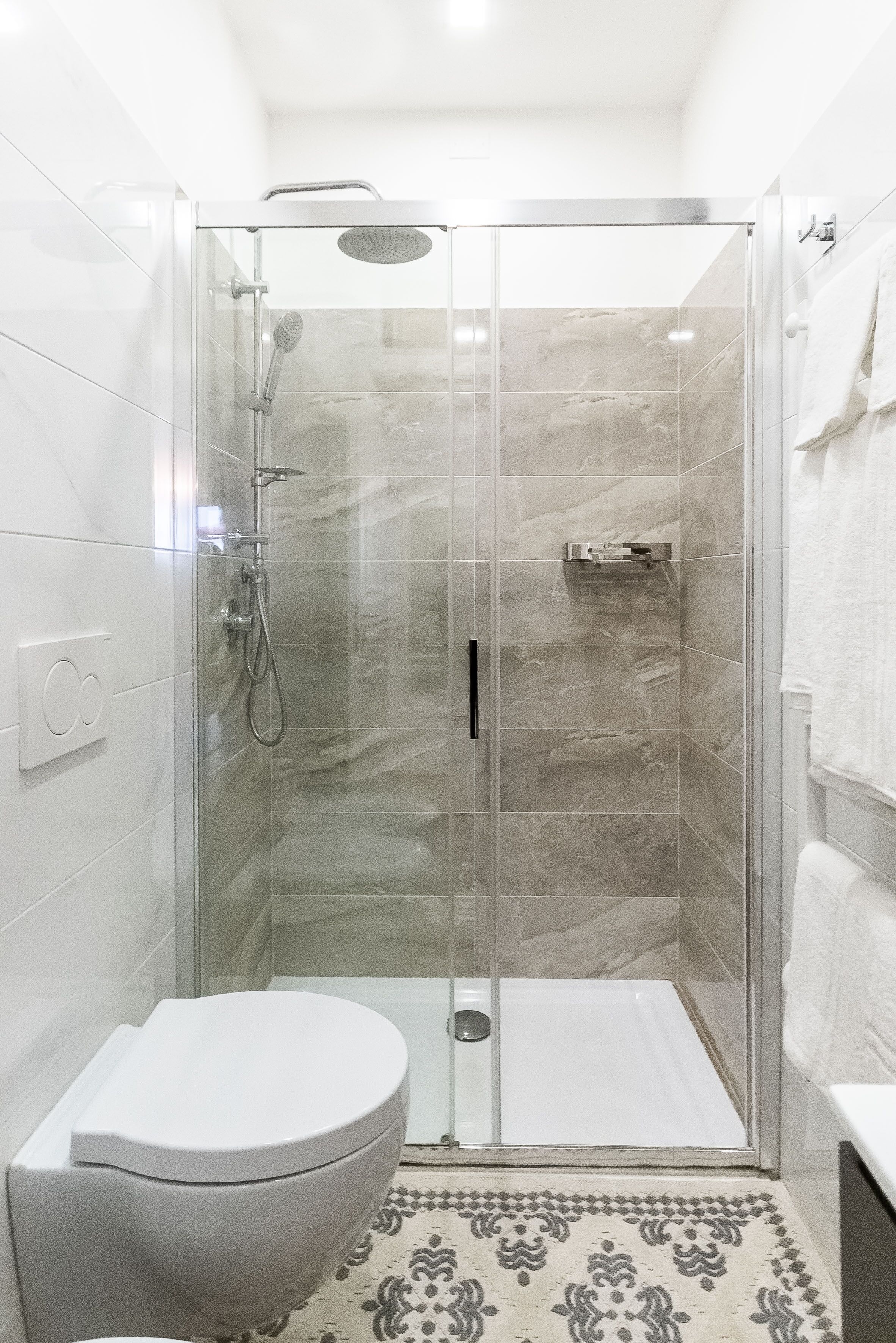 Regadera, secadora de cabello, bidet, toallas 