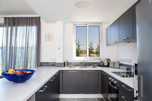 Fridge, microwave, oven, stovetop - Villa Turquoise - Two Bedroom Villa, Sleeps 4 (Pafos)