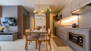 Apartment | Private kitchen | Fridge, microwave, dishwasher, electric kettle