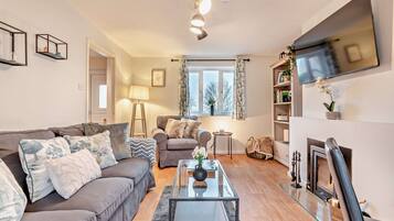 TV, fireplace