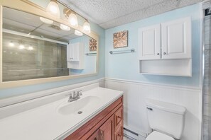 Shower, hair dryer, towels - Chateau 202B by Seaside Vacations & Sales (Ocean City)
