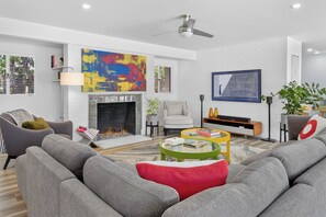 Smart TV, fireplace, printers