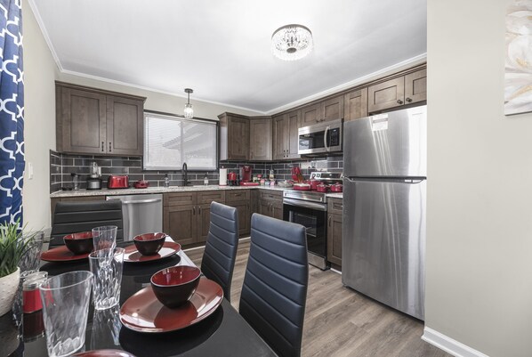 Microwave, oven, stovetop, dishwasher