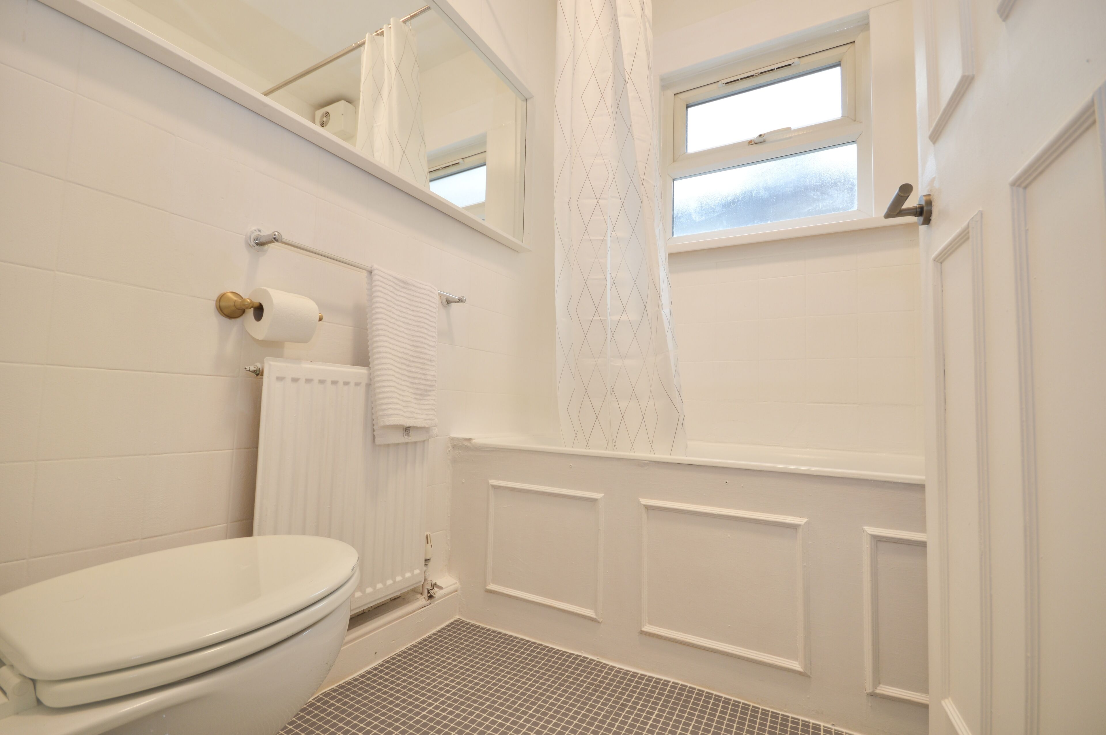 Hair dryer, towels, toilet paper