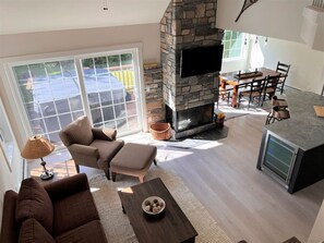 TV, fireplace, video games, stereo