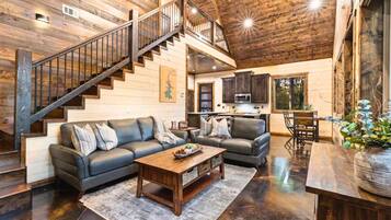 Smart TV, fireplace, video games, DVD player