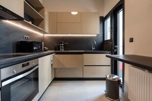 Fridge, microwave, oven, stovetop - Corner penthouse in Acropolis (Athina)