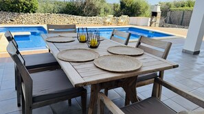 Outdoor dining - Modern Villa 6 pax, private pool, countryside views, free wifi (Binibeca)
