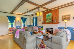 TV, fireplace, video games, books