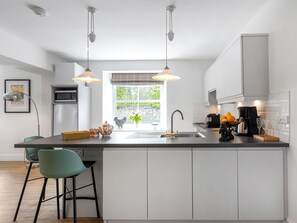 Dishwasher, high chair, cookware/dishes/utensils