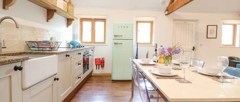 Fridge, dishwasher, electric kettle, toaster