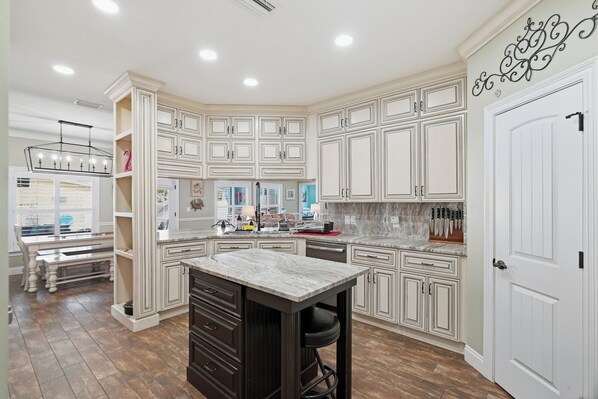 Fridge, microwave, oven, stovetop - Accessible 5BR Oasis w/Heated Pool/Spa/TurboSlide, SportCourt, Minigolf,  Beach (Panama City Beach)