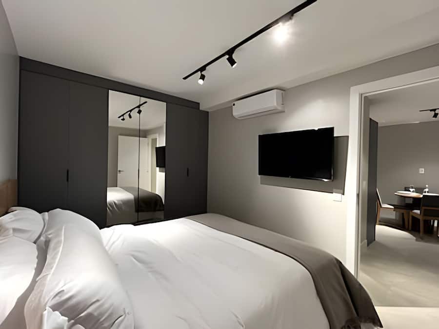 2 bedrooms, desk, blackout curtains, iron/ironing board