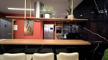 Apartment | Private kitchen | Full-size fridge, microwave, toaster, blender