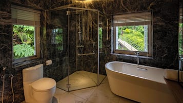 Baignoire et douche séparées, douche à « effet pluie », sÚche-cheveux