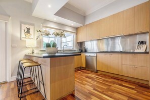 Fridge, microwave, oven, dishwasher