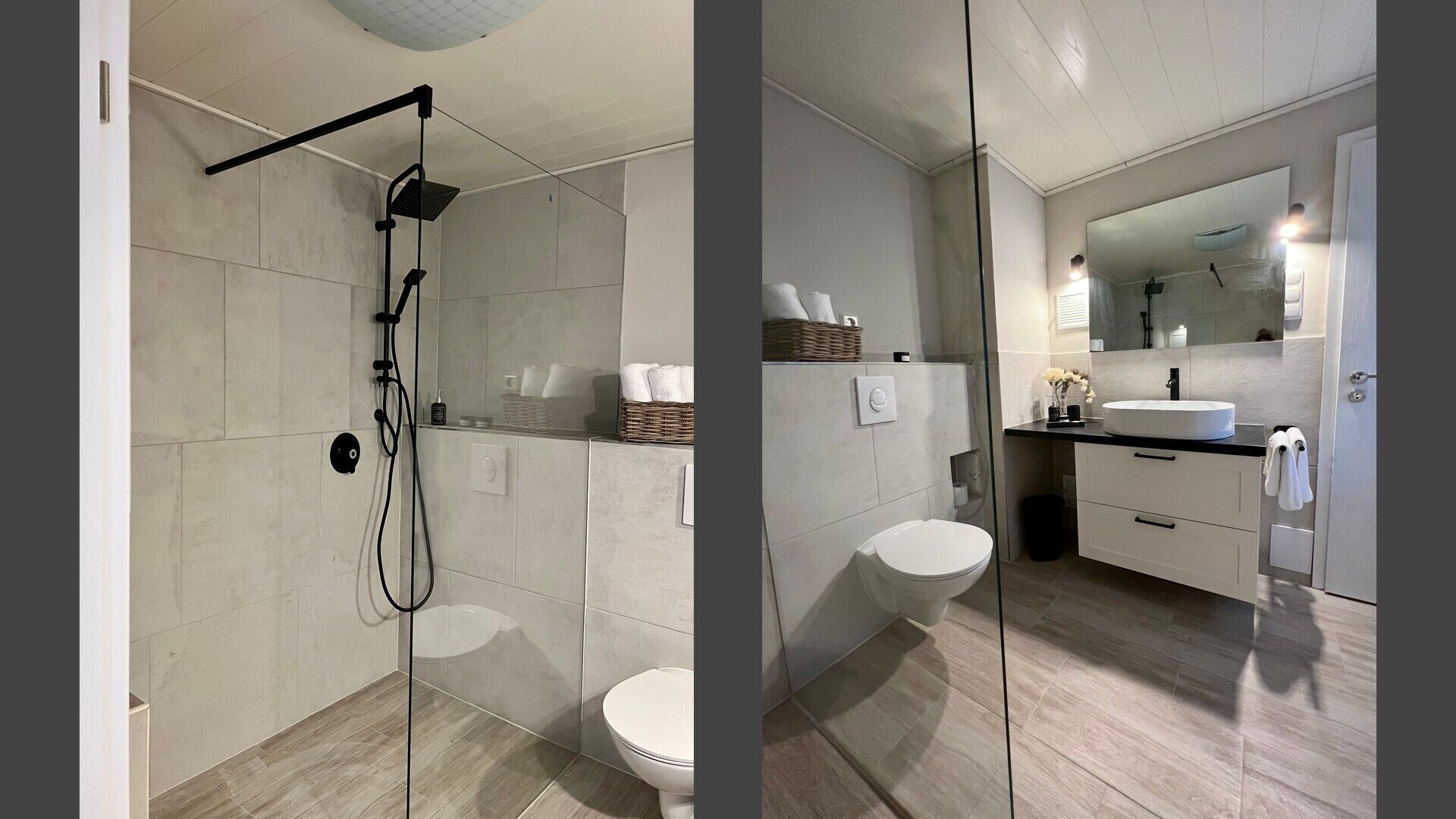 Douche, sèche-cheveux, serviettes fournies