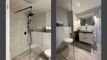 Douche, sĂšche-cheveux, serviettes fournies