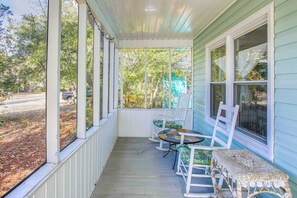 Outdoor dining - 1 Mi to Beach: Sustainable Oak Island Home! (Oak Island)