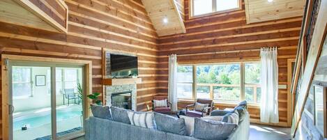 Smart TV, fireplace, video games