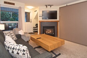 TV, fireplace