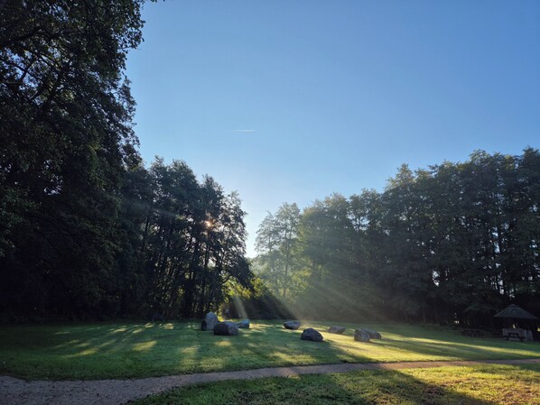 Property grounds - Family-friendly semi-detached house by the lake, only 200m to the beach (Dersau)