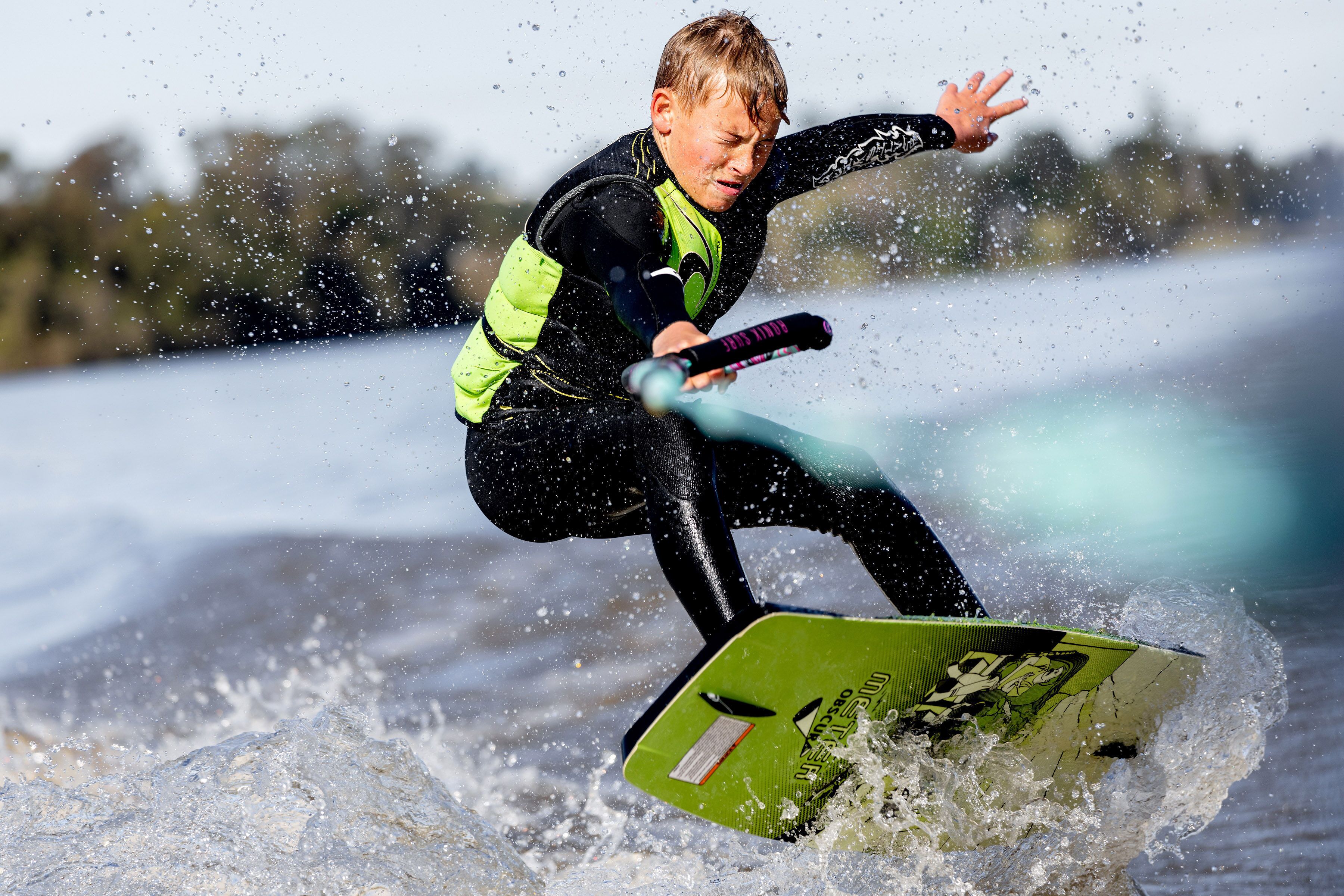 A person surfing on a wave.