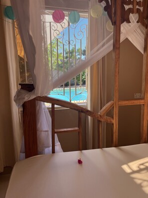 雙人房, 泳池景觀 | 高級寢具、布置獨特、免費無線上網、床單