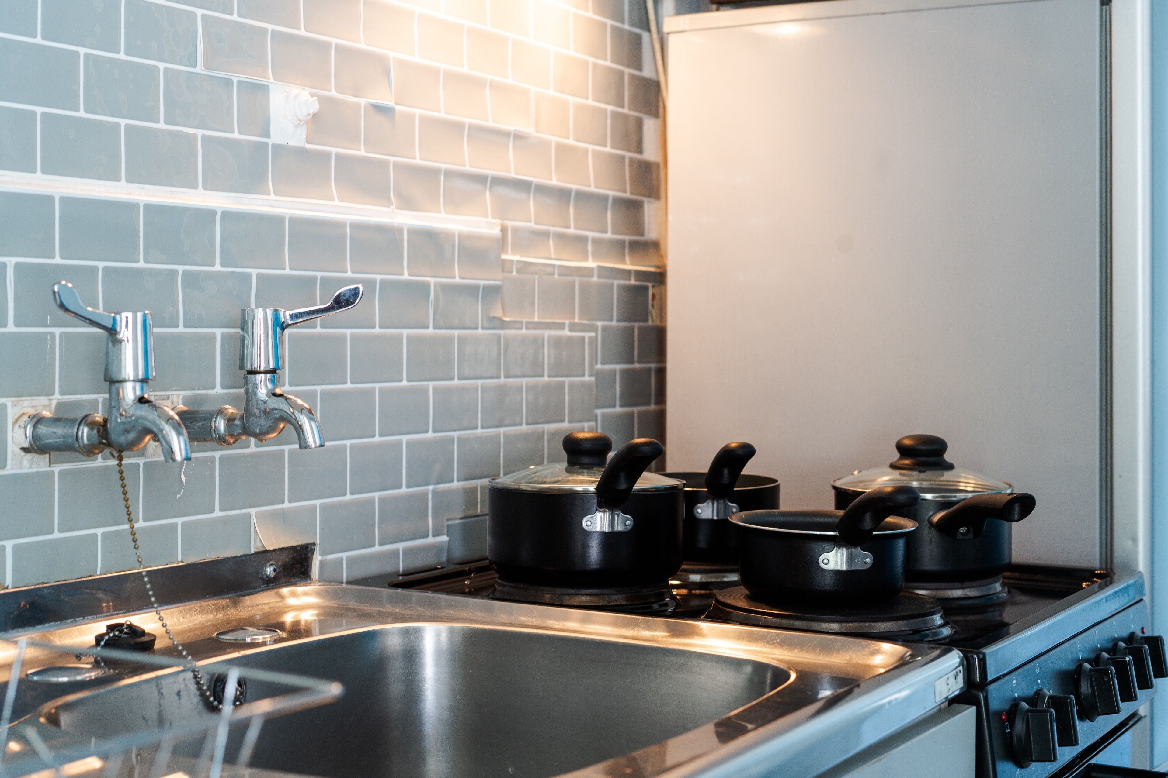 Microwave, oven, toaster, cookware/dishes/utensils