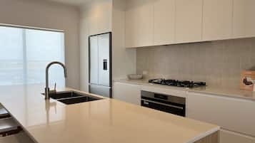 Fridge, microwave, stovetop, dishwasher