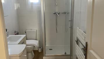 Shower, soap, toilet paper