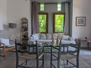 Exclusive Apartment | Living area | Fireplace, toys, computer monitors - Daria's home at Pelion (Zagora-Mouresi)