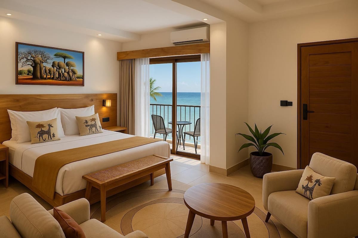 Rom – premium, havutsikt, ved havkanten (Deluxe, King or Twin Bed) | Safe på rommet, skrivebord, sengetøy og rullestolvennlig