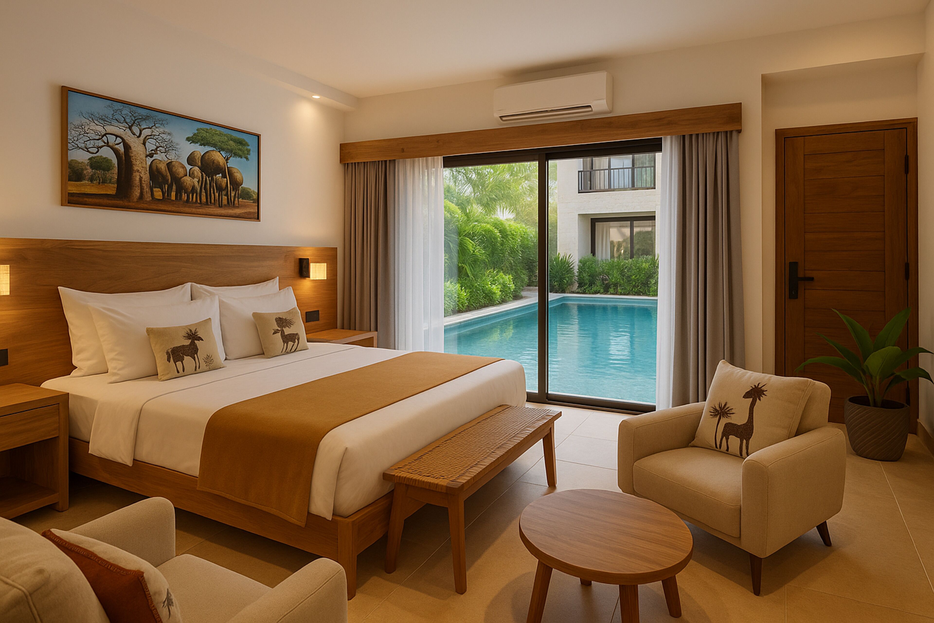 Premium Room (Deluxe, King or Twin Bed, Swim Up) | In-room safe, desk, bed sheets, wheelchair access