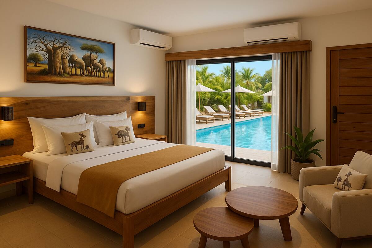 In-room safe, desk, bed sheets